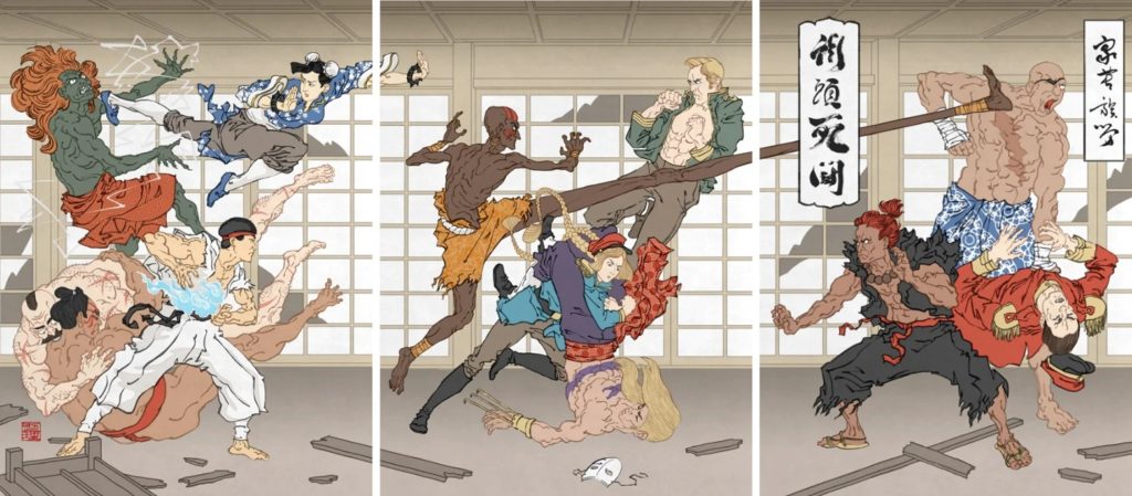 ภาพวาดลายเส้นแบบญี่ปุ่นโบราณผสมผสานกับวิดีโอเกมยุคปัจจุบัน 12 ภาพวาดลายเส้นแบบญี่ปุ่นโบราณผสมผสานกับวิดีโอเกมยุคปัจจุบัน