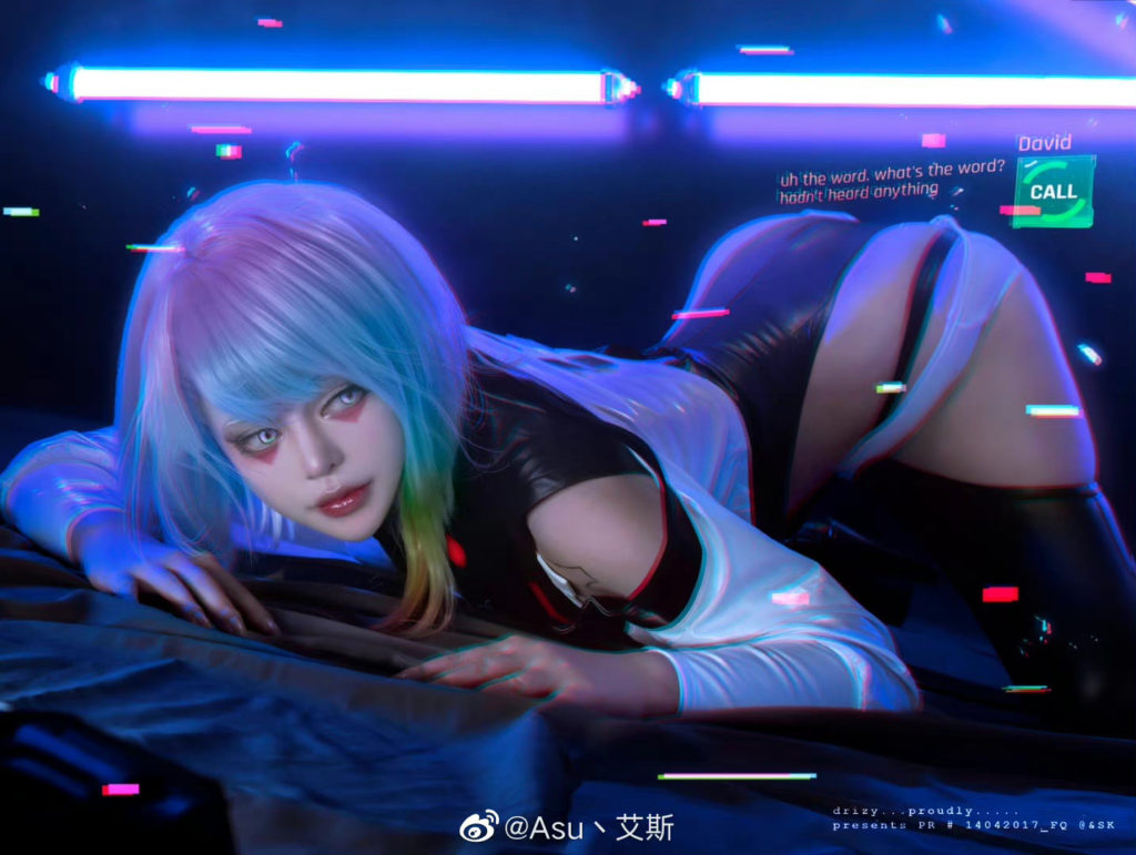 สาวแดนมังกรแปลงโฉมเป็น Lucy จาก Cyberpunk: Edgerunners