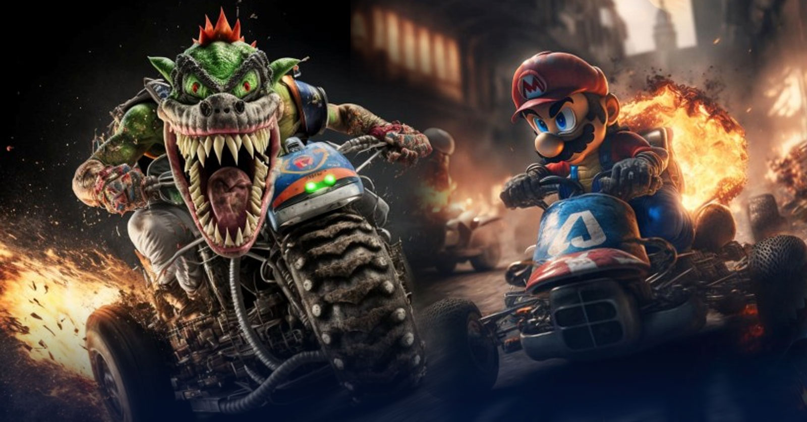 แฟนอาร์ต Mario Kart ในเวอร์ชั่น Twisted Metal ฝีมือ AI 1 แฟนอาร์ต Mario Kart ในเวอร์ชั่น Twisted Metal ฝีมือ AI
