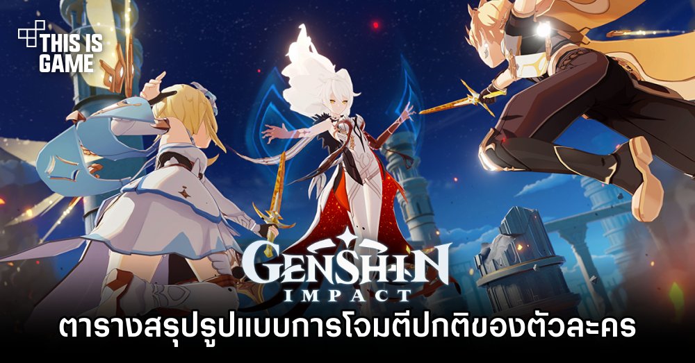 ผู้เล่น Genshin Impact ทำตารางสรุปการโจมตีปกติของตัวละคร 1 ผู้เล่น Genshin Impact ทำตารางสรุปการโจมตีปกติของตัวละคร