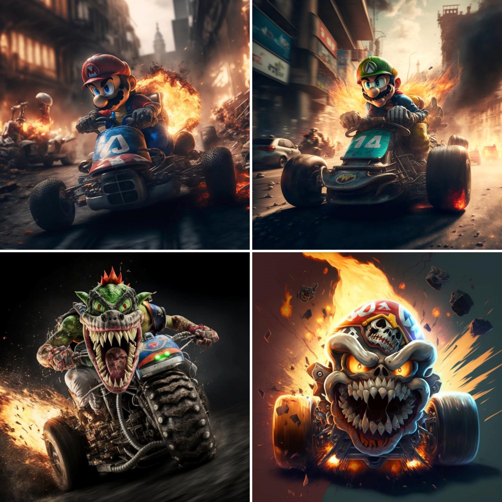 แฟนอาร์ต Mario Kart ในเวอร์ชั่น Twisted Metal ฝีมือ AI 2 แฟนอาร์ต Mario Kart ในเวอร์ชั่น Twisted Metal ฝีมือ AI