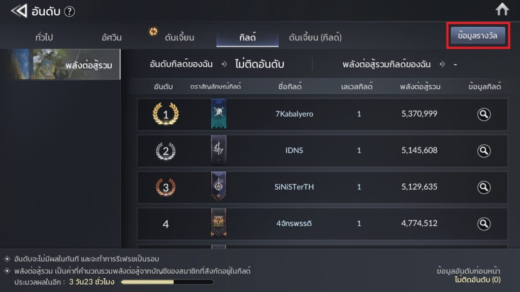 อันดับใน Seven Knights 2 11 อันดับใน Seven Knights 2