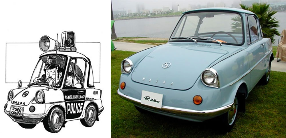 รถในชีวิตจริงสู่ลายเส้นมังงะจากเรื่อง Dr. Slump 18 Mazda R360