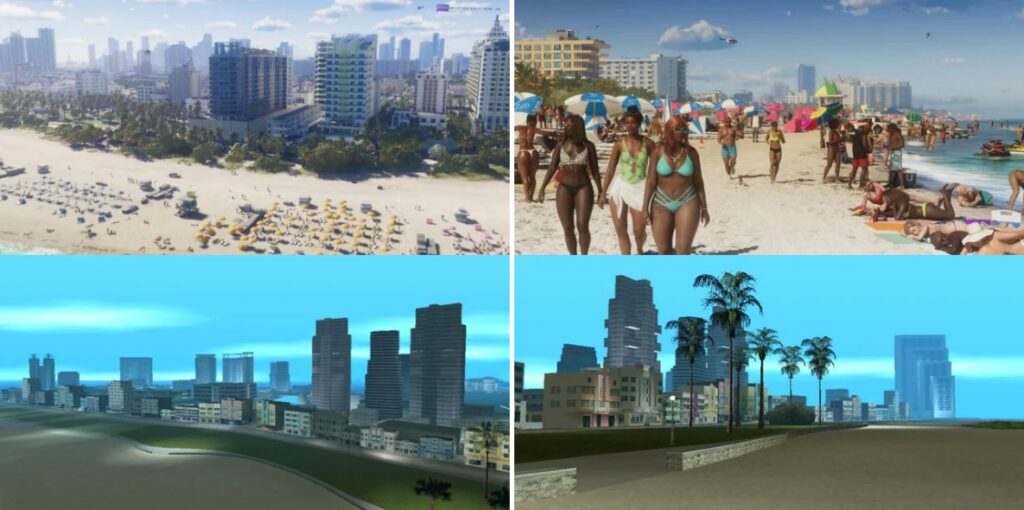 แฟนเกมทำภาพเทียบกราฟิกภาค GTA: Vice City กับ GTA VI 4 แฟนเกมทำภาพเทียบกราฟิกภาค GTA: Vice City กับ GTA VI