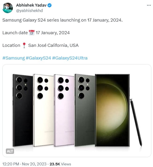 ลือ Samsung Galaxy S24 อาจเปิดตัวในวันที่ 17 มกราคม 2024