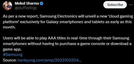 Samsung อาจเปิดตัวแพลตฟอร์มการเล่นเกมผ่านคลาวด์ 2 Samsung อาจเปิดตัวแพลตฟอร์มการเล่นเกมผ่านคลาวด์
