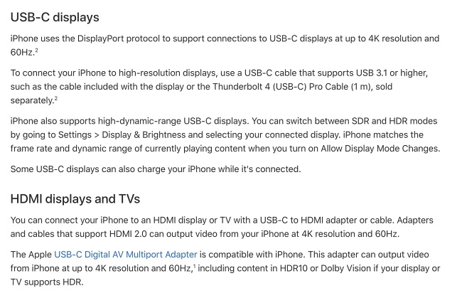 iPhone 15 รองรับการต่อจอภายนอกผ่าน USB-C