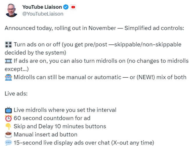 YouTube ปรับตัวเลือกการแสดงผลโฆษณาสำหรับครีเอเตอร์ 2 YouTube ปรับตัวเลือกการแสดงผลโฆษณาสำหรับครีเอเตอร์