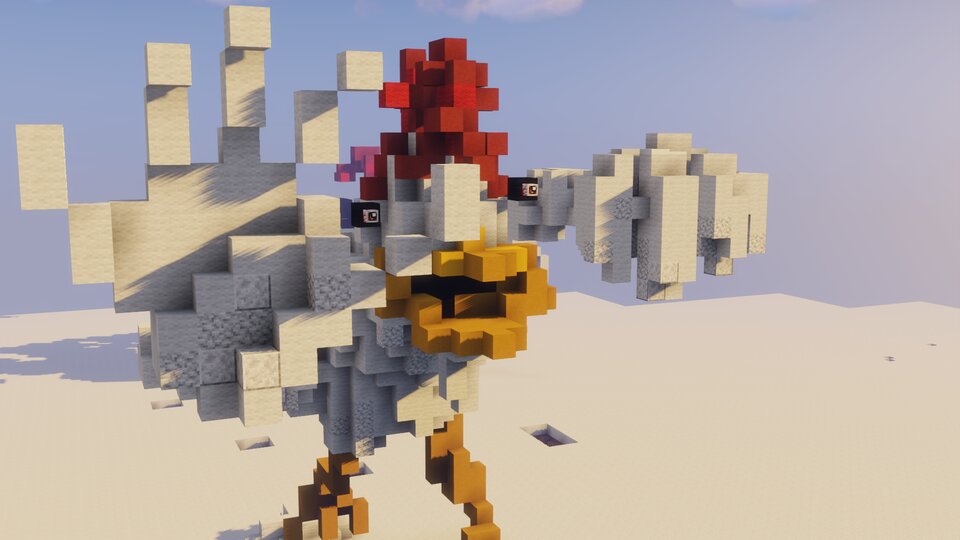 ผู้เล่น Minecraft สร้างไก่ยักษ์ขนาดมหึมา 2 ผู้เล่น Minecraft สร้างไก่ยักษ์ขนาดมหึมา
