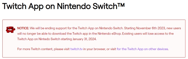 Twitch ยุติการให้บริการแอปพลิเคชันสำหรับ Nintendo Switch 2 Twitch ยุติการให้บริการแอปพลิเคชันสำหรับ Nintendo Switch