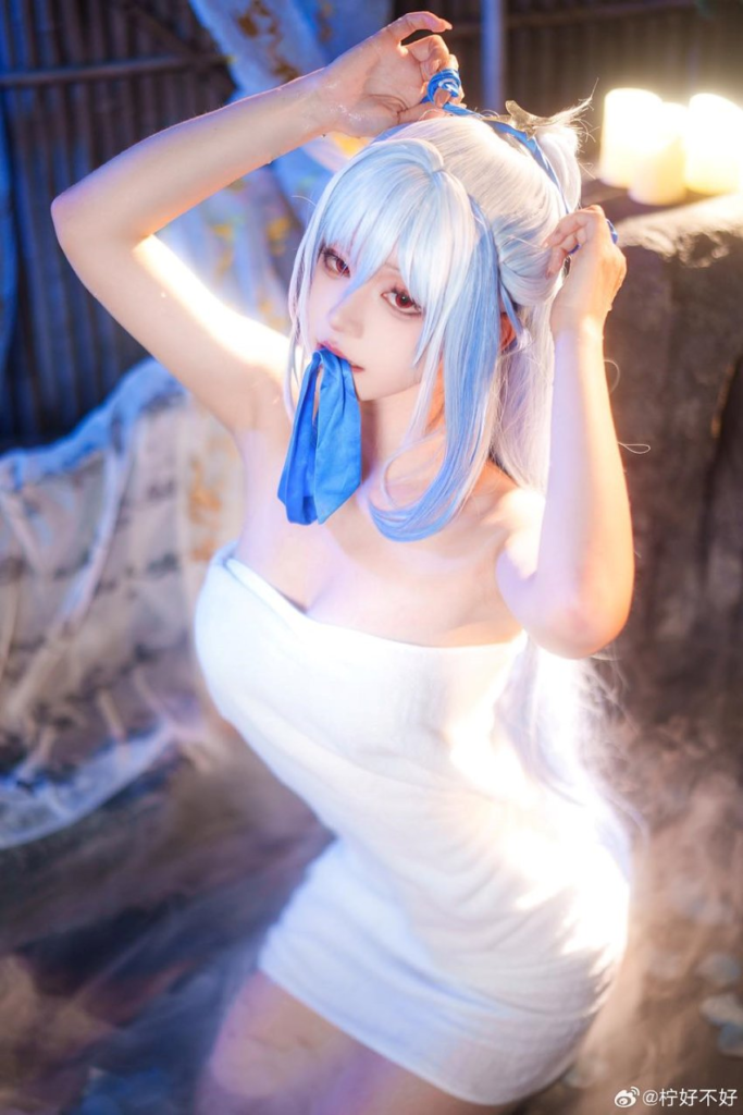 คอสเพลย์ Jingliu จาก Honkai: Star Rail ห่อผ้าเช็ดตัวทัวร์บ่อน้ำร้อน 3 คอสเพลย์ Jingliu จาก Honkai: Star Rail ห่อผ้าเช็ดตัวทัวร์บ่อน้ำร้อน