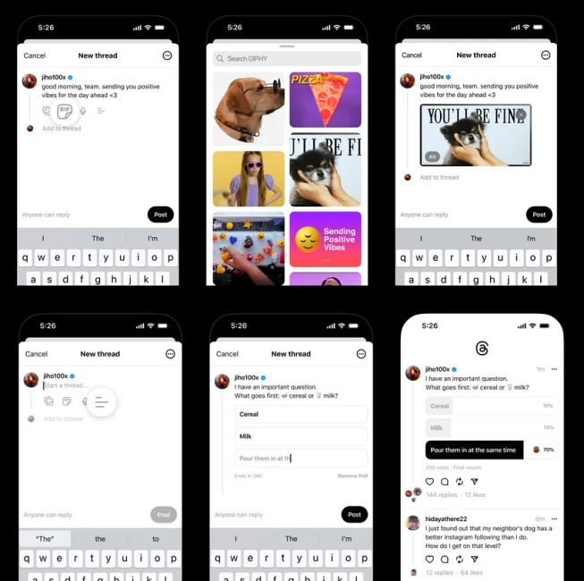Threads เพิ่มฟีเจอร์ผลสำรวจและไฟล์ GIF ให้ผู้ใช้งาน
