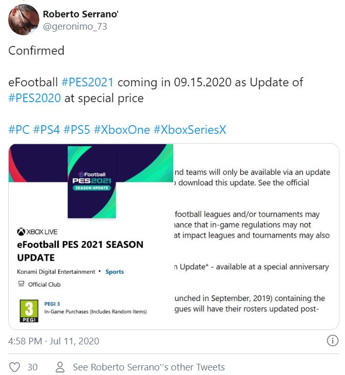 ปรับตามยุค! PES 2021 เปลี่ยนการอัปเกรด Content ใหม่ขายเฉพาะ Digital 3 ปรับตามยุค! PES 2021 เปลี่ยนการอัปเกรด Content ใหม่ขายเฉพาะ Digital