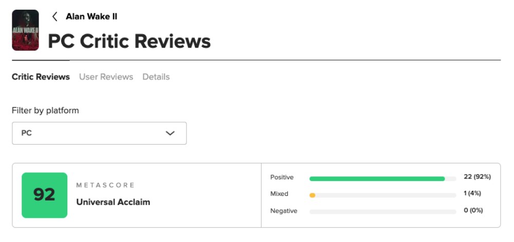 เปิดโผคะแนน Alan Wake 2 จาก Metacritic ฟาดแง่บวกถล่มทลาย 2 เปิดโผคะแนน Alan Wake 2 จาก Metacritic ฟาดแง่บวกถล่มทลาย