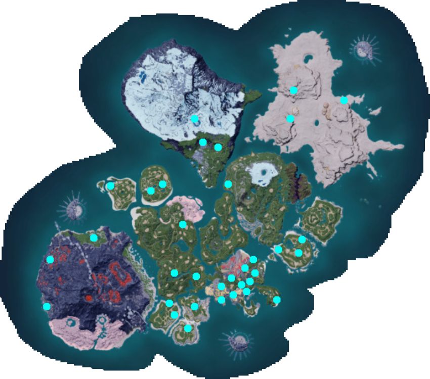 Palworld - เผยแผนที่จุดสำคัญแบบละเอียดยิบ