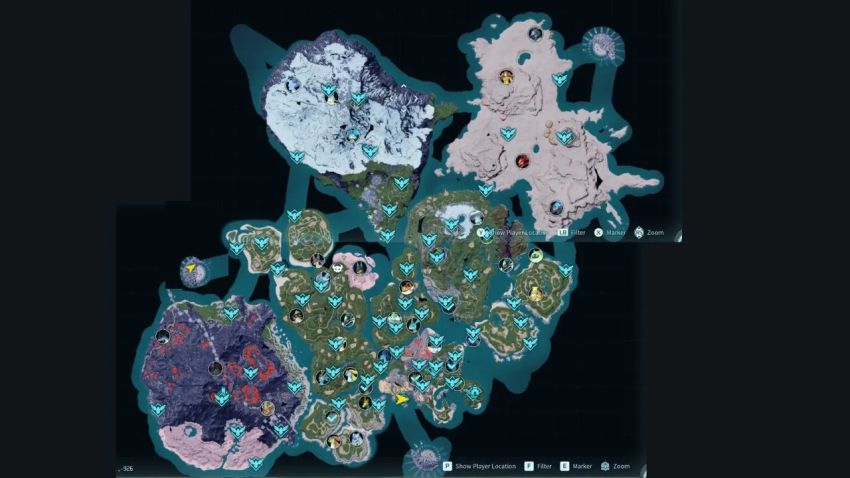 Palworld - เผยแผนที่จุดสำคัญแบบละเอียดยิบ