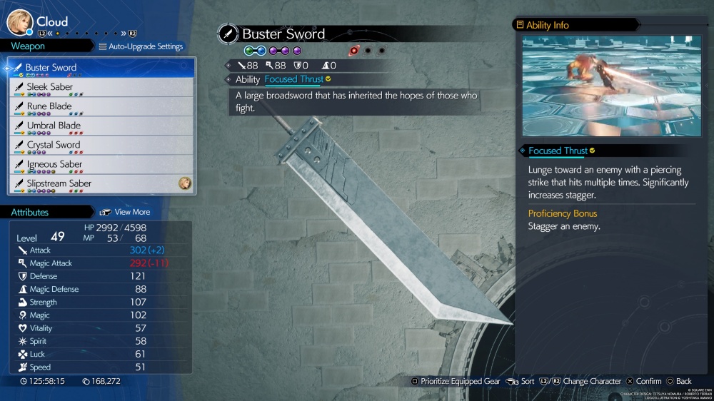 Final Fantasy VII Rebirth Cloud Weapon List 1