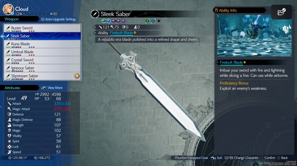 Final Fantasy VII Rebirth Cloud Weapon List 2