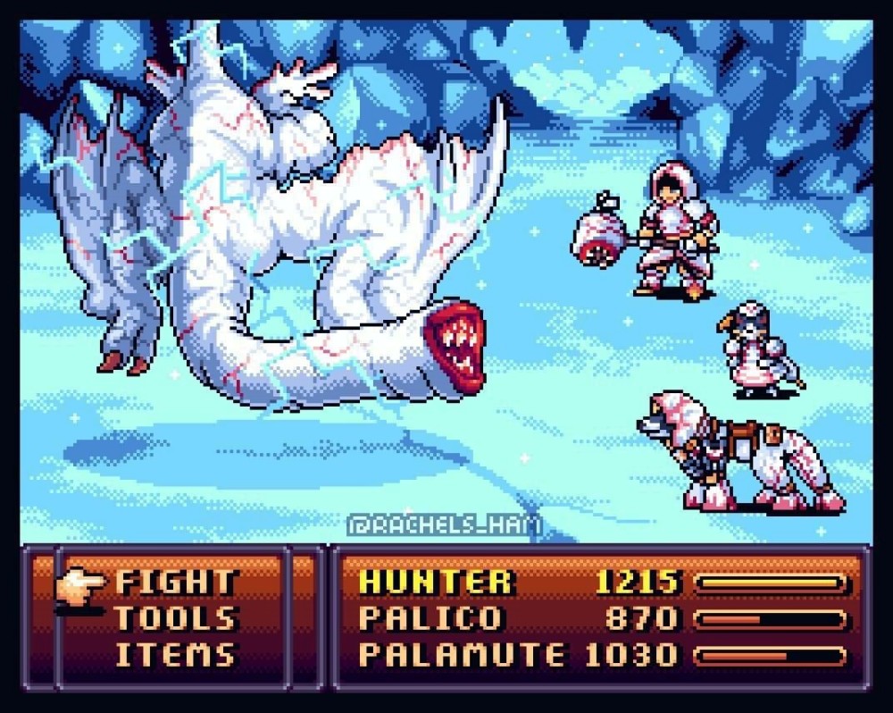 ภาพแฟนอาร์ต 'Monster Hunter Rise เวอร์ชั่นเกม RPG 2D Pixel' 3 Monster Hunter RPG 2D Pixel Fanart 2