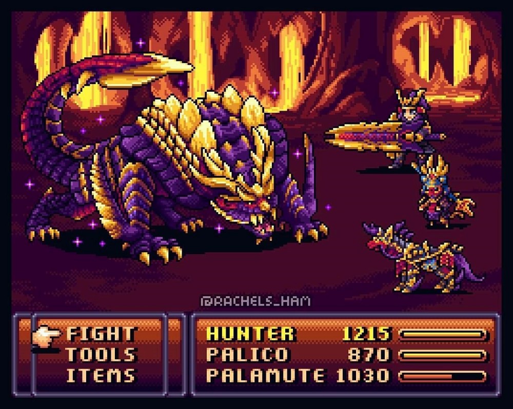 ภาพแฟนอาร์ต 'Monster Hunter Rise เวอร์ชั่นเกม RPG 2D Pixel' 4 Monster Hunter RPG 2D Pixel Fanart 3