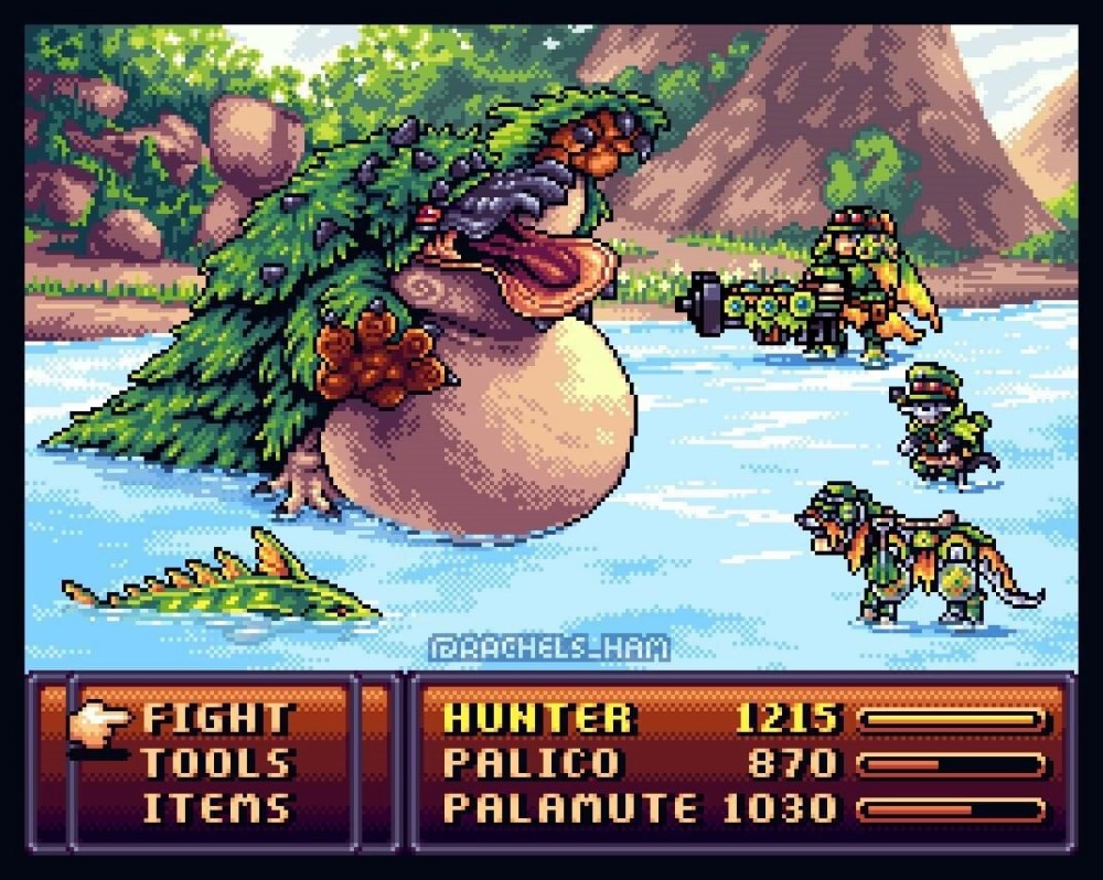 ภาพแฟนอาร์ต 'Monster Hunter Rise เวอร์ชั่นเกม RPG 2D Pixel' 5 Monster Hunter RPG 2D Pixel Fanart 4