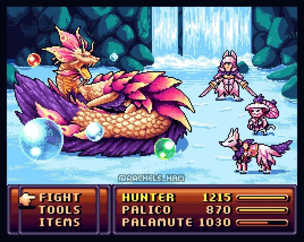 ภาพแฟนอาร์ต 'Monster Hunter Rise เวอร์ชั่นเกม RPG 2D Pixel' 6 Monster Hunter RPG 2D Pixel Fanart 5