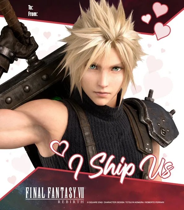 มาบอกรักกันในแบบ Final Fantasy VII Rebirth 2 Final Fantasy VII Rebirth Valentine Card 1