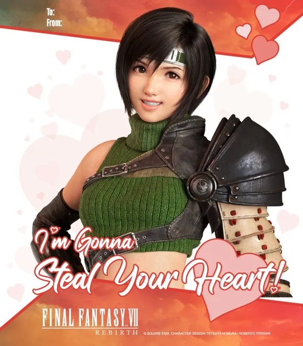 มาบอกรักกันในแบบ Final Fantasy VII Rebirth 6 Final Fantasy VII Rebirth Valentine Card 5