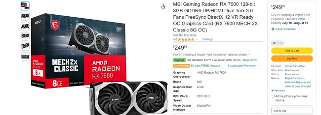 AMD ปรับลดราคาของ RX 7600 ลงมาจากเดิมเหลือเพียง $249 2 AMD ปรับลดราคาของ RX 7600 ลงมาจากเดิมเหลือเพียง $249