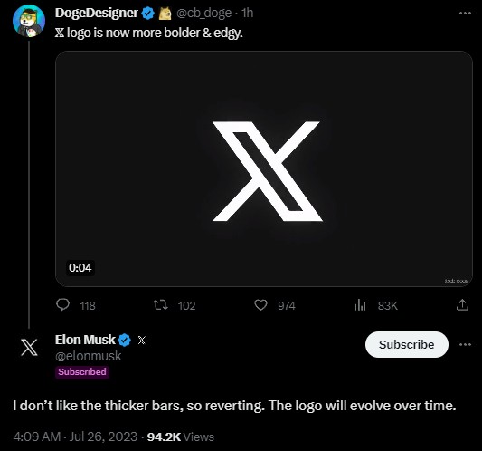 Twitter เปลี่ยนโลโก้ X เป็นแบบใหม่อีกครั้ง
