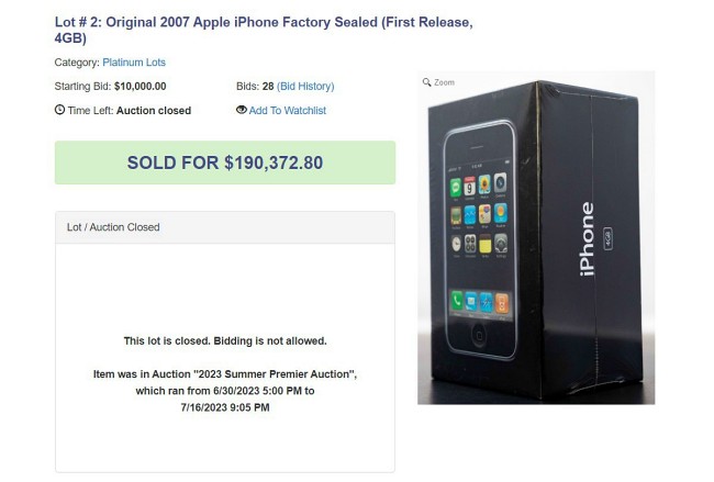 iPhone รุ่นแรกถูกประมูลไปด้วยราคากว่า 6.5 ล้านบาท
