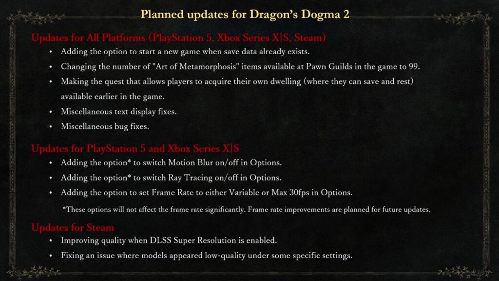 Dragon's Dogma II เผยรายละเอียดอัปเดตเพิ่มระบบเริ่มเซฟใหม่ 2 Dragon's Dogma II Update