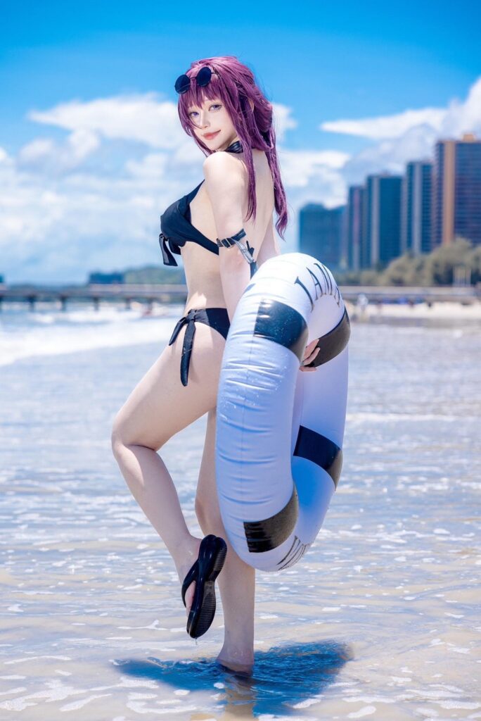 คอสเพลย์ Kafka จาก Honkai: Star Rail ออกเที่ยวทะเล 2 Kafka Honkai: Star Rail Cosplay by Ning
