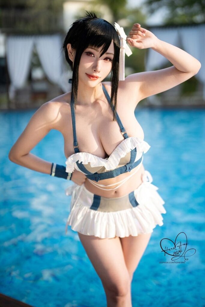 HanaAme จัดเต็มแปลงโฉมเป็น Tifa ในชุดว่ายน้ำจาก Final Fantasy VII Rebirth 4 Tifa Final Fantasy VII Rebirth Cosplay by HanaAme