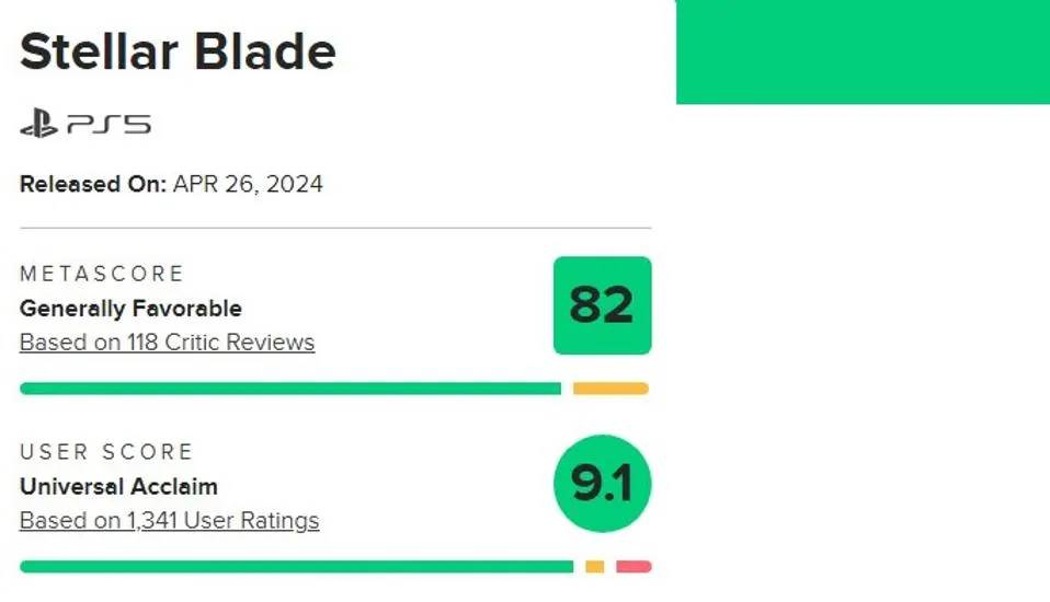 ชาวเกมปลื้ม! 'Stellar Blade' ได้คะแนนรีวิวจากผู้เล่นสูงเป็นอันดับสามในประวัติศาสตร์ PlayStation 5 3 ชาวเกมปลื้ม! 'Stellar Blade' ได้คะแนนรีวิวจากผู้เล่นสูงเป็นอันดับสามในประวัติศาสตร์ PlayStation 5