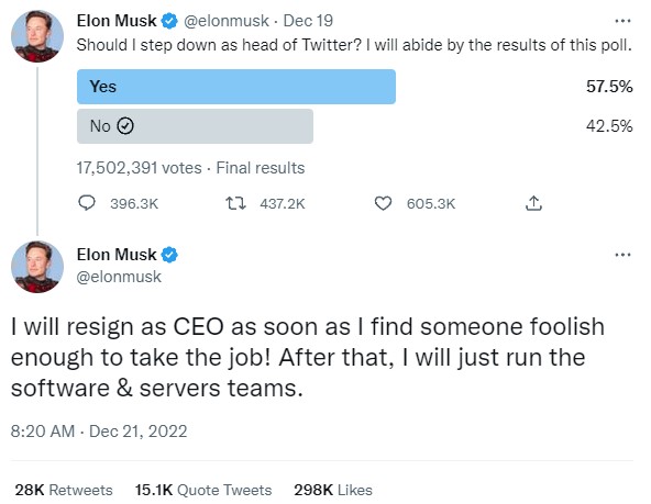 Elon Musk พร้อมลงจากหัวเรือใหญ่ Twitter หากเจอคนที่ใช่ 2 Elon Musk พร้อมลงจากหัวเรือใหญ่ Twitter หากเจอคนที่ใช่