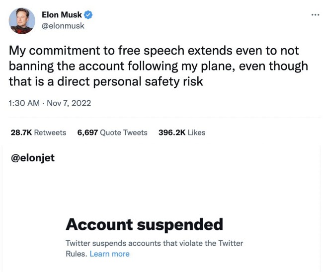 Twitter ระงับบัญชีที่ใช้ติดตามเครื่องบินส่วนตัวของ Elon Musk 2 Twitter ระงับบัญชีที่ใช้ติดตามเครื่องบินส่วนตัวของ Elon Musk