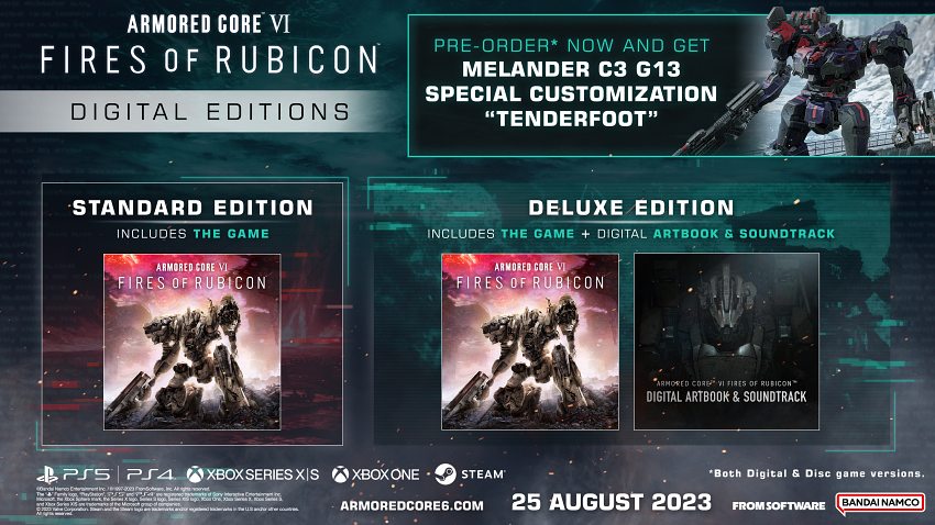 Armored Core VI: Fires of Rubicon เผยข้อมูล 'โบนัสการสั่งซื้อล่วงหน้า'