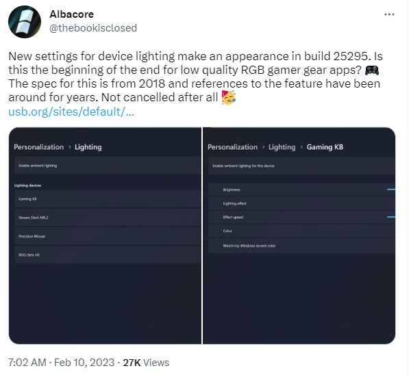 Windows 11 อาจได้รับโปรแกรมสำหรับควบคุมไฟ RGB ในที่เดียว 2 Windows 11 อาจได้รับโปรแกรมสำหรับควบคุมไฟ RGB ในที่เดียว