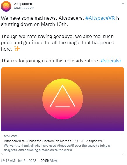 Microsoft เตรียมปิดการให้บริการ AltspaceVR 2 Microsoft เตรียมปิดการให้บริการ AltspaceVR