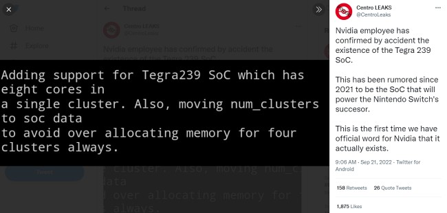 เผยข้อมูลชิปเซ็ต Tegra 239 ที่อาจบอกใบ้ถึงการมีอยู่ของ Nintendo Switch Pro