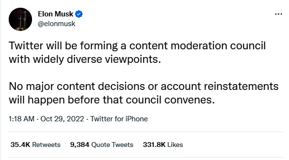 Elon Musk เตรียมจัดตั้งบอร์ดสำหรับดูแลเนื้อหาใน Twitter ใหม่ 2 Elon Musk เตรียมจัดตั้งบอร์ดสำหรับดูแลเนื้อหาใน Twitter ใหม่