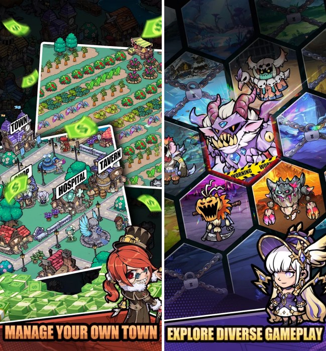 Adventure City - Idle RPG เกมมือถือสร้างเมือง บริหารร้านค้า ถล่มกองทัพปีศาจ