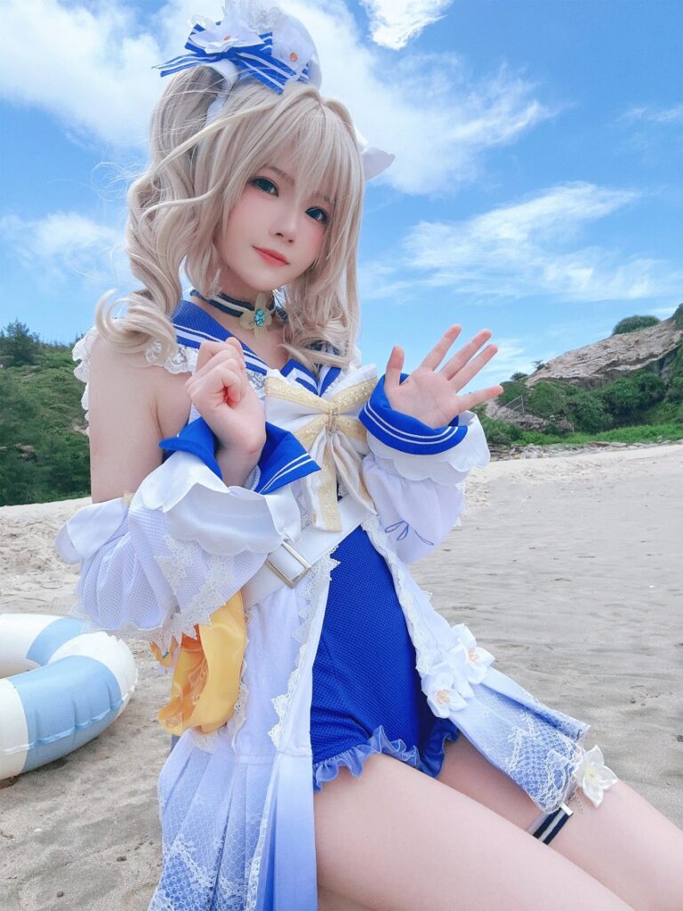 คอสเพลย์ Barbara จาก Genshin Impact ในคอสตูมซัมเมอร์ซ่าท้าร้อน 3 Barbara Genshin Impact Cosplay by Cherry Neko