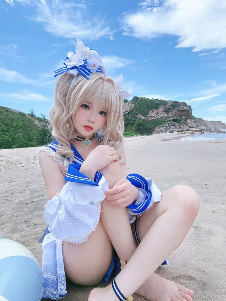 คอสเพลย์ Barbara จาก Genshin Impact ในคอสตูมซัมเมอร์ซ่าท้าร้อน 4 Barbara Genshin Impact Cosplay by Cherry Neko