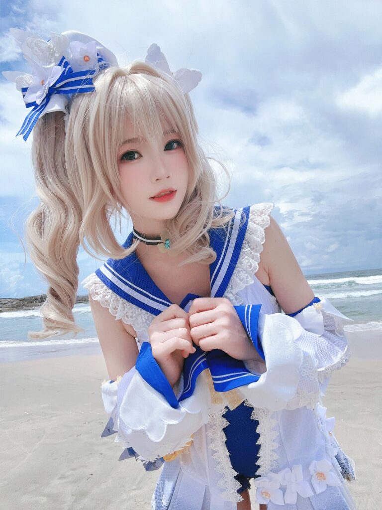 คอสเพลย์ Barbara จาก Genshin Impact ในคอสตูมซัมเมอร์ซ่าท้าร้อน 5 Barbara Genshin Impact Cosplay by Cherry Neko