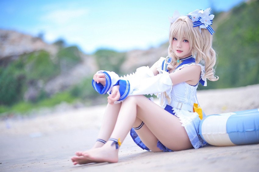 คอสเพลย์ Barbara จาก Genshin Impact ในคอสตูมซัมเมอร์ซ่าท้าร้อน 7 Barbara Genshin Impact Cosplay by Cherry Neko