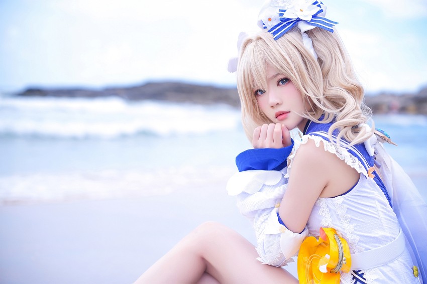 คอสเพลย์ Barbara จาก Genshin Impact ในคอสตูมซัมเมอร์ซ่าท้าร้อน 9 Barbara Genshin Impact Cosplay by Cherry Neko