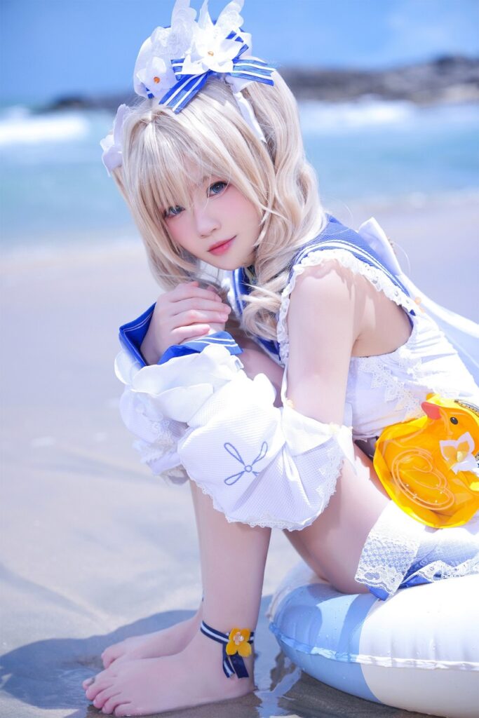 คอสเพลย์ Barbara จาก Genshin Impact ในคอสตูมซัมเมอร์ซ่าท้าร้อน 8 Barbara Genshin Impact Cosplay by Cherry Neko