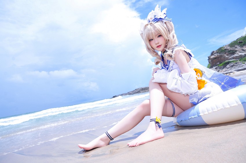 คอสเพลย์ Barbara จาก Genshin Impact ในคอสตูมซัมเมอร์ซ่าท้าร้อน 10 Barbara Genshin Impact Cosplay by Cherry Neko